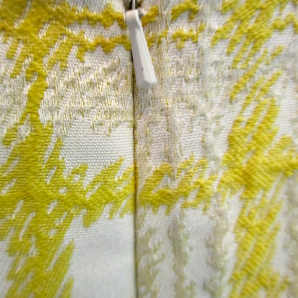 10P Talbots jacquard STUNNING cotton blend YELLOW CREAM textured PLAID skirt 21" - Picture 10 of 10